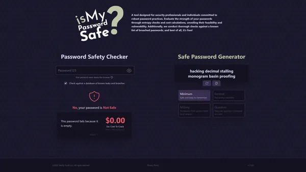 IsMyPasswordSafe.com - work by Zach Moore